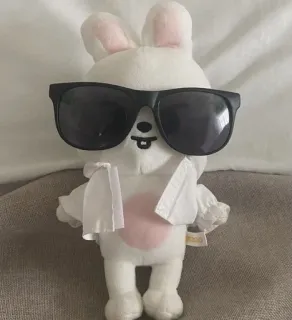 😎 26f4f36d thú nhồi bông, thỏ, kính râm, dễ thương, đồ chơi telegram sticker