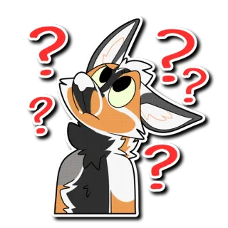 ❓ 371b3ed5 vraag, verward, dier, vos, oren, harig telegram sticker