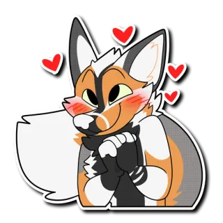 😊 40026b7c dier, liefde, vos, schattig, harig, harten telegram sticker