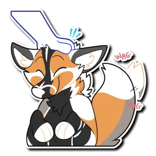 😊 59406acc Wag dier, huisdier, vos, vrolijk, schattig, harig, kwispelende staart, kopje geven telegram sticker