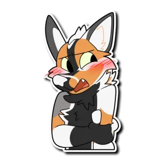 😊 71566b61 vos, cartoon, blozen, verlegen, harig telegram sticker