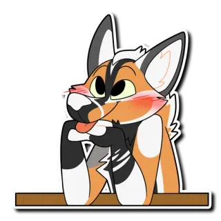 😊 7837bbf8 antropomorf, vos, schattig, blozen, blij, furry telegram sticker