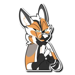 😈 f23afa24 Furry, Vos, Zelfgenoegzaam, Aan het plannen, Sliek, Antropomorf telegram sticker