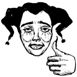 👍 b47b3681 błazen, klaun, kciuk w górę, kreskówka, naklejka, rysunek, śmieszne telegram sticker