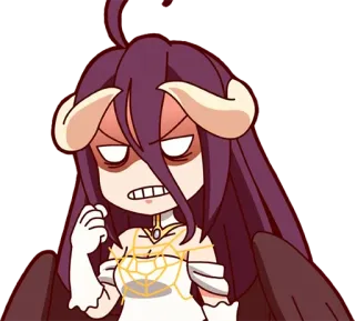 😠 054b288f Albedo Overlord Anime, Chibi, Albedo, Overlord, Dämon, Wütend, Fantasy whatsapp sticker