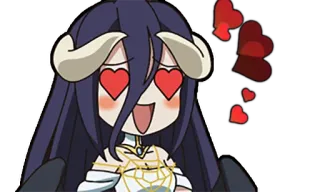 😍 355167a3 Albedo Overlord Anime, Cartoon, Süß, Liebe, Herzen, Chibi whatsapp sticker
