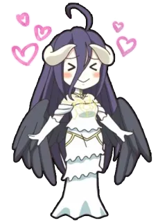 💕 4e893112 Albedo Overlord Anime, Chibi, Fantasy, Dämon, Niedlich, Herz whatsapp sticker