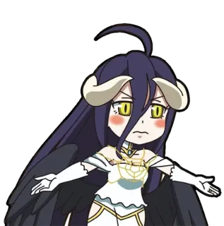 🤗 96bdd158 Albedo Overlord Anime, Dämon, Overlord, Albedo, Chibi, Hörner, Flügel whatsapp sticker
