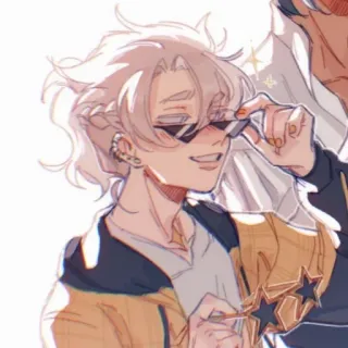 😎 02b487b6 anime, occhiali da sole, personaggio, cartone animato telegram sticker