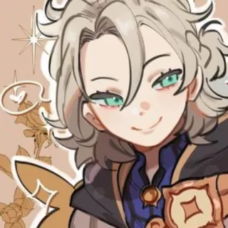 😏 2da526dc Albedo Genshin Impact albedo, genshin impact, anime, personaggio gioco, capelli biondi, sorridente telegram sticker