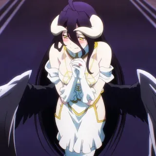 🥰 064c74c3 Albedo Overlord アニメ, 悪魔, 角, 翼, ワイフ telegram sticker