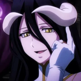 😈 8e89872a Albedo Overlord アニメ, ファンタジー, 悪魔, 女の子, 角 telegram sticker