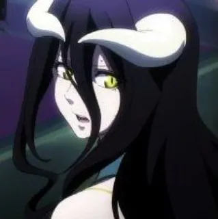 😒 a08aa9f2 Albedo Overlord アニメ, 悪魔, アルベド, オーバーロード, 角 telegram sticker