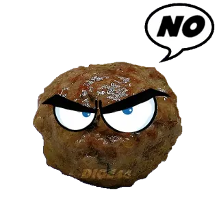 👎 58926aed NO 肉丸, 生气, 卡通眼睛, 不, 食物, 贴纸 telegram sticker