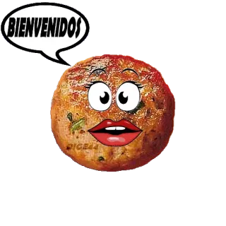 👆 74773168 BIENVENIDOS 肉丸, 卡通, 食物, 问候, 欢迎, 搞笑 telegram sticker