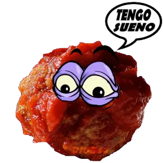 😪 b45d5098 TENGO SUEÑO 肉丸, 累, 困, 卡通, 食物 telegram sticker