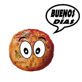 🛏 cd0e05c6 BUENOS DÍAS 肉丸, 食物, 卡通, 问候, 早上好 telegram sticker