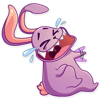 😂 dd13ba60 thỏ, thỏ con, cười, hoạt hình, tím, động vật, vui vẻ telegram sticker