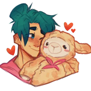 😎 a9482d22 pria, boneka, imut, domba, hati, cinta, kartun, karakter telegram sticker