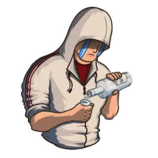 😭 78f83c41 酒精, 喝酒, 连帽衫, 难过, 瓶子, 杯子 telegram sticker