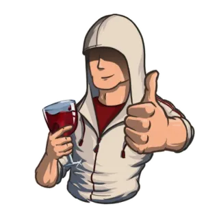 👍 87dc960b 连帽衫, 赞, 葡萄酒, 饮料, 人物, 休闲 telegram sticker