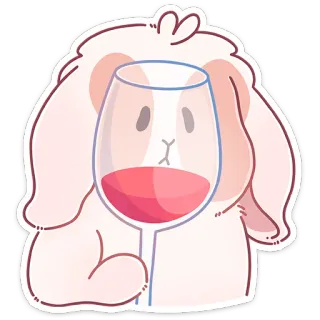 🍸 7dcfc81a dier, konijntje, konijn, wijn, glas, drank, schattig, huisdier telegram sticker