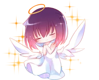 😇 682528ec Engel, niedlich, Chibi, Anime, Flügel, Heiligenschein telegram sticker