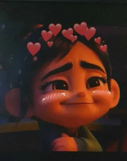 🦋 85274df4 Vanellope von Schweetz Wreck-It Ralph Vanellope, Disney, kartun, hati, imut, senyum telegram sticker