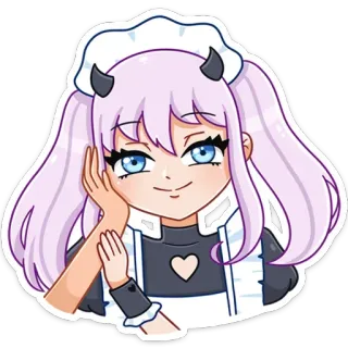 ☺️ 10cb89ab 动漫女孩, 女仆, 角, 可爱, 卡哇伊, 动漫 telegram sticker