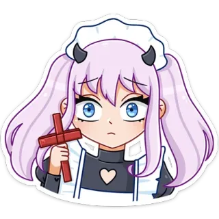 ✝️ 2738cc82 动漫, 女仆, 恶魔, 十字架, 贴纸, 可爱, 卡通 telegram sticker