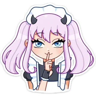 🤫 c4a84c75 动漫, 女仆, 恶魔, 角, 可爱, 女孩 telegram sticker