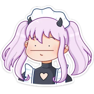 😐 ea6aac54 动漫女孩, 女仆, 恶魔角, 紫色头发, 可爱 telegram sticker
