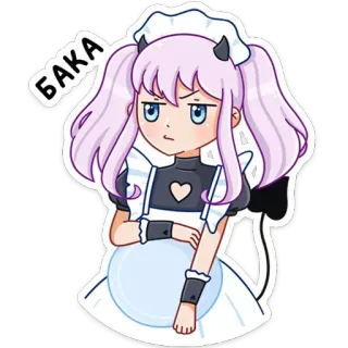 ☹️ fe02b09e BAKA 动漫, 女仆, 笨蛋, 恶魔, 可爱, 贴纸, 漫画 telegram sticker