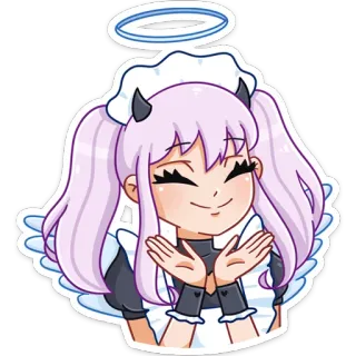 😇 36c622d3 Anime, Maid, Diavolo, Angelo, Carino, Cartone animato, Sticker telegram sticker