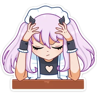 😐 6ec2f1db Anime, Maid, Frustrato/a, Stressato/a, Carino/a, Cartone animato telegram sticker
