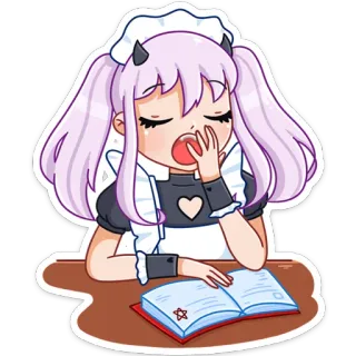 😴 98a1f4b2 Anime, Cartone animato, Cameriera, Sbadiglio, Stanco, Assonnato, Demone telegram sticker