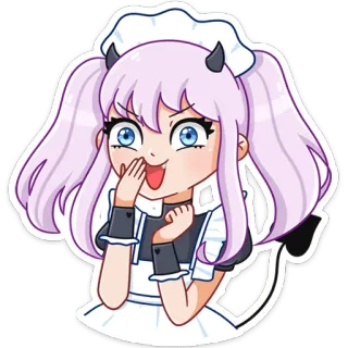 😝 9ba64a5f Ragazza anime, Vestito da cameriera, Corna da diavolo, Carino, Adesivo, Cartone animato, Anime telegram sticker