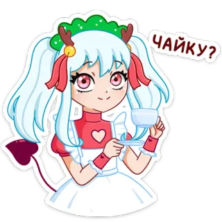 ☕️ 55246ce6 ЧАЙКУ? Anime, Mädchen, Tee, Tasse, Cartoon, Illustration telegram sticker