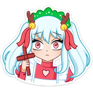 ☦ 6a148d1f Anime, Kreuz, Mädchen, Charakter, Illustration, Aufkleber telegram sticker