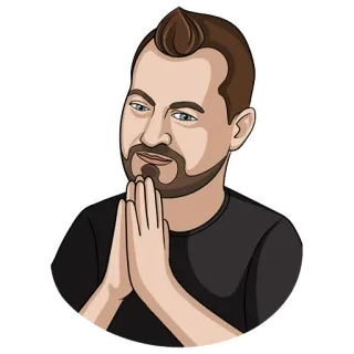 🙏 9c1f5af2 dibujo animado, hombre, retrato, saludo, personaje de dibujos animados, ilustración telegram sticker