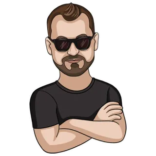 😎 c810befa hombre, gafas de sol, dibujos animados, barba, retrato telegram sticker