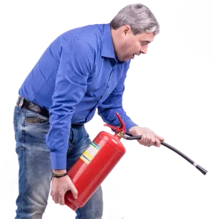 ♨ 8789758e man, brandblusser, veiligheid, preventie, noodgeval telegram sticker