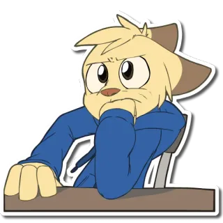 🤔 0cb7370b cartoon, cat, thinking, student, bored, furry telegram sticker