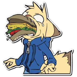 🍔 0f9de110 cartoon, sandwich, eating, character, food, expression, cute telegram sticker