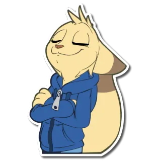 😏 3fbcccca cartoon, animal, anthropomorphic, furry, cute, hoodie, smug telegram sticker