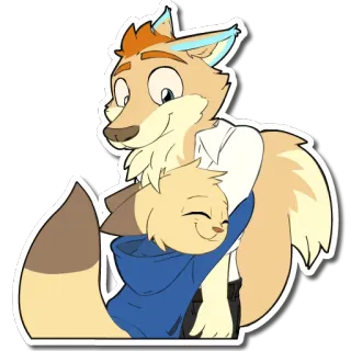 🤗 637361fe furry, hug, cartoon, animal, fox, coyote, affection, cute telegram sticker