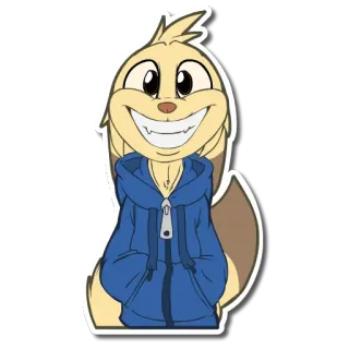 😁 8b043e4f cartoon, furry, character, animal, smiling, blue hoodie, anthropomorphic telegram sticker