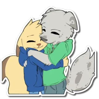 🤗 9b7f5735 furry, animals, cartoon, hug, friendship, cute telegram sticker