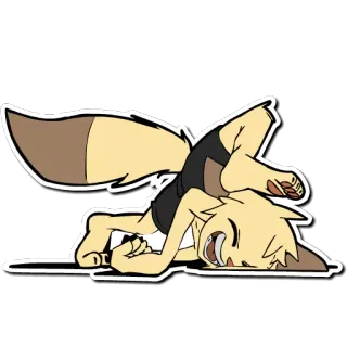 🙃 f68deca5 furry, animal, cartoon, character, fox, feline, lying down, anthropomorphic telegram sticker