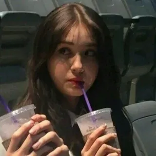 🐜 fca4732c femme, boisson, boisson, glace, café, portrait, assise telegram sticker